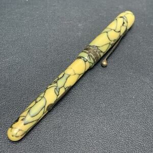 Vintage Ambassador Vein Marble Fountain Pen, 14k Nib Screw On Cap Lever Pen